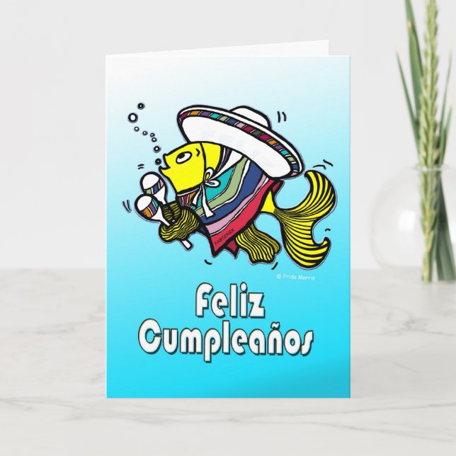 FELIZ CUMPLEAÑOS spanish funny mexican fish bday Card (Front)
