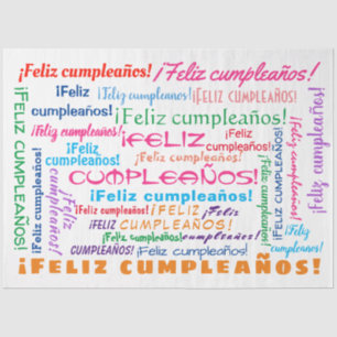 Feliz Cumpleaños Spanish Happy Birthday Word Cloud Tissue Paper