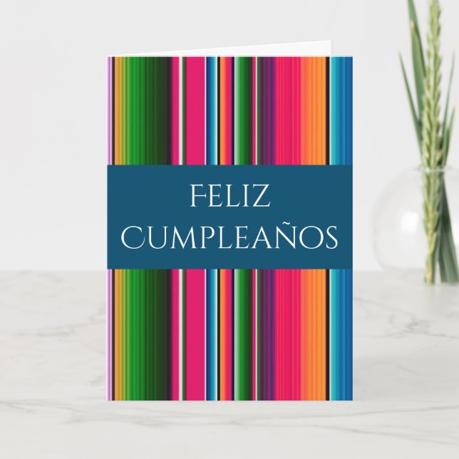 Feliz Cumpleaños Spanish Mexican Blanket Birthday Card (Front)