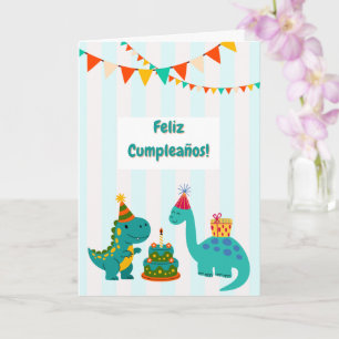  Feliz Cumpleaños Tarjeta Dinosaurio Spanish Card