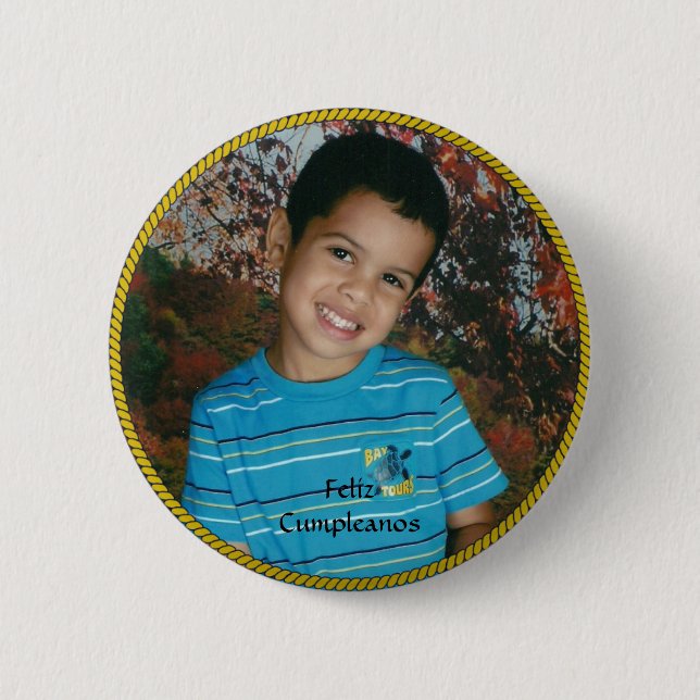 feliz cumpleanos template, ready to personalise 6 cm round badge (Front)