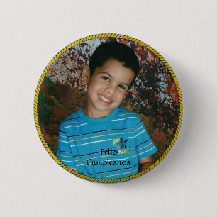 feliz cumpleanos template, ready to personalize 6 cm round badge