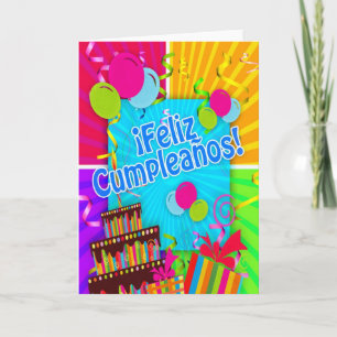 ¡Feliz Cumpleaños with fun colours balloons stream Card