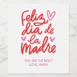 Feliz dia de la Madre Personalised Wine Labels
