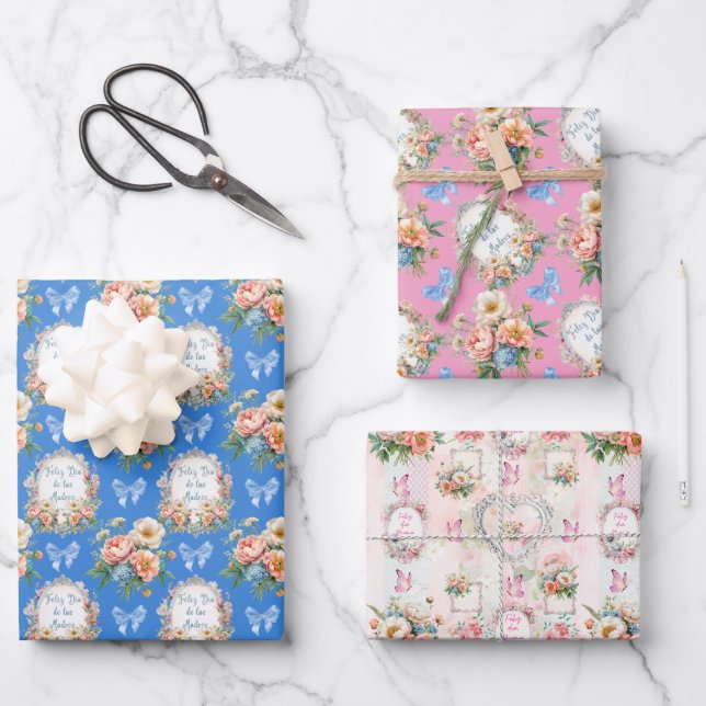 Feliz Dia de las Madres Mama Wrapping Paper Sheet (Front)