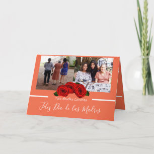 Feliz Día de Las Madres Roses Peachy Coral Card