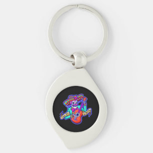 Feliz Dia De Muertos with Skeleton Playing Guitar Key Ring