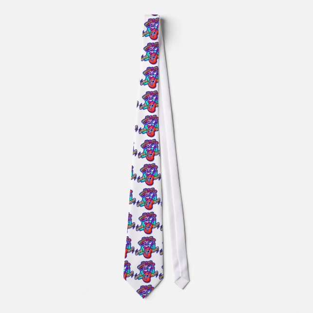 Feliz Dia De Muertos with Skeleton Playing Guitar Tie (Front)
