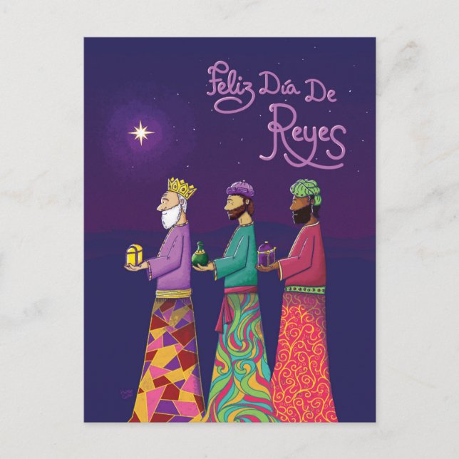 Feliz Día de Reyes / Happy Three Kings Day Holiday Postcard (Front)