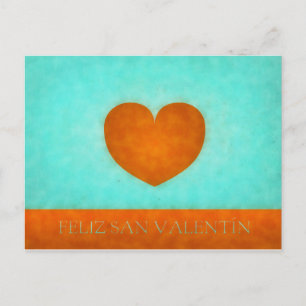 Feliz día de San Valentín. Postal Corazón Naranja. Postcard
