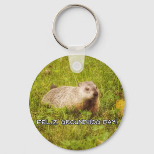 Feliz Groundhog Day! keychain