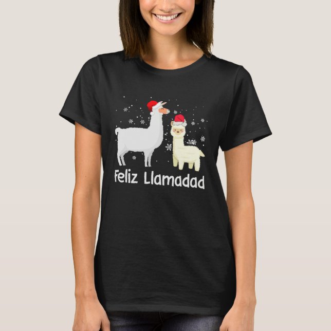 Feliz Llamadad Santa Llama Fleece Navidad Alpaca C T-Shirt (Front)