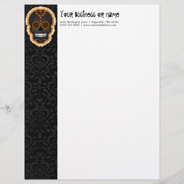 Feliz Muertos - Custom Sugar Skull Letterhead (Front)