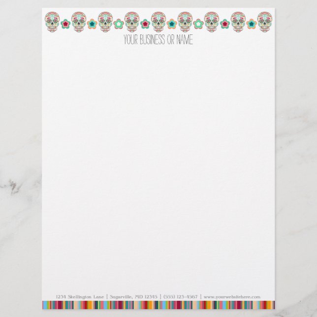 Feliz Muertos - Custom Sugar Skulls Letterhead (Front)