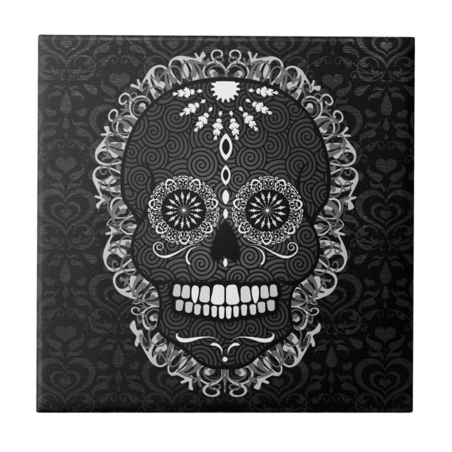 Feliz Muertos - Festive Sugar Skull Tile (Front)