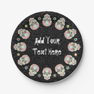 Feliz Muertos - Festive Sugar Skulls Custom Paper Plate