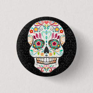 Feliz Muertos - Happy Sugar Skull Button Pin