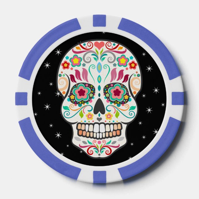 Feliz Muertos - Sugar Skull Custom Poker Chips (Front)