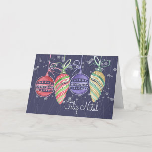 Feliz Natal Baubles Watercolor Holiday Card