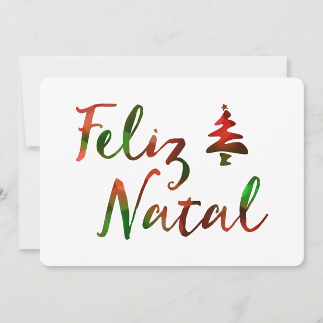 Feliz Natal bokeh tree lights Invitation (Front)