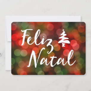 Feliz Natal bokeh tree lights Invitation