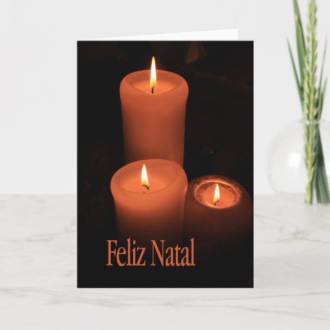 Feliz Natal  Burning candles christmas Holiday Card (Front)