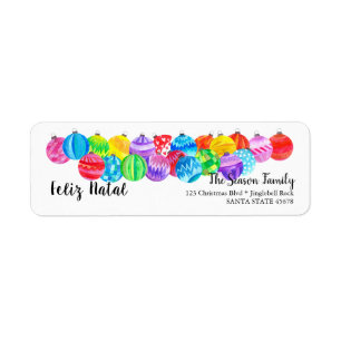 Feliz Natal Christmas handpainted watercolor label