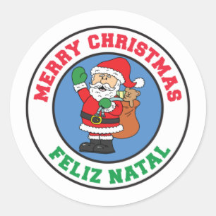 Feliz Natal Merry Christmas Santa Classic Round Sticker