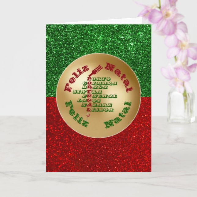 Feliz Natal Portugal Wine Lisbon Porto Braga  Card (Orchid)