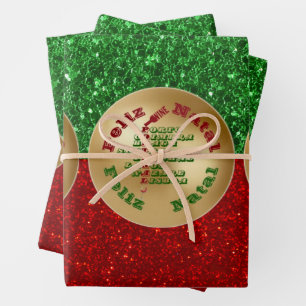Feliz Natal Portugal Wine Red Green Wrapping Paper Sheet