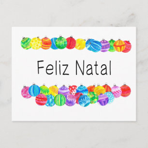 Feliz Natal Portuguese Christmas , watercolor Postcard