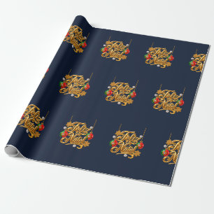 Feliz Natal Portuguese Gold Christmas Wrapping Pap Paper
