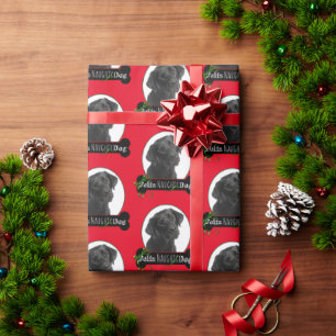 Feliz Naughty Black Lab Wrapping Paper