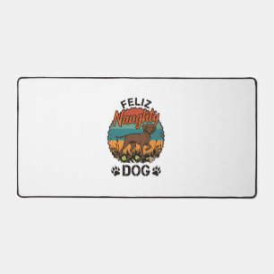 Feliz Naughty Dog Brown Retro Sun Paw Prints Desk Mat