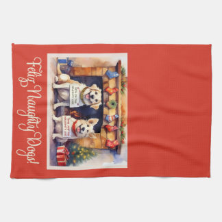 Feliz Naughty Dogs! Christmas Tea Towel