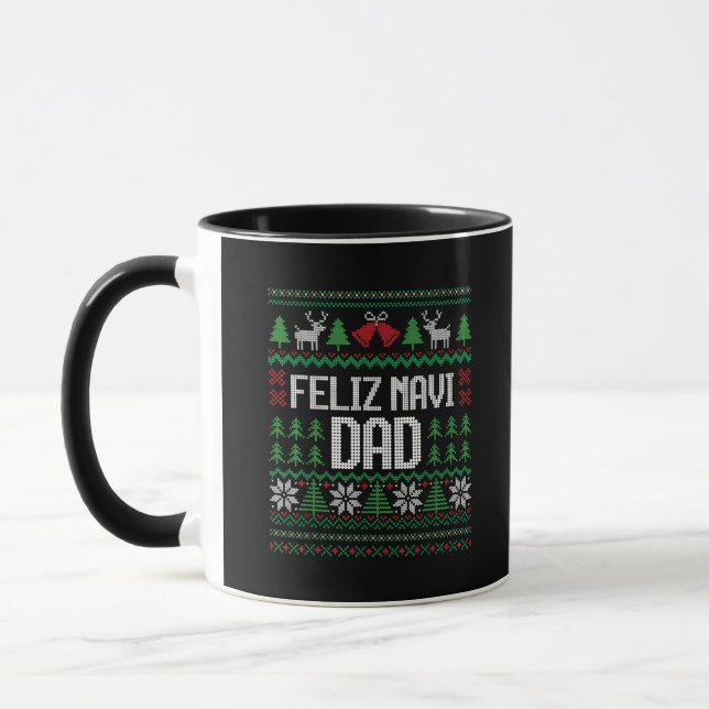 Feliz Navi Dad Funny Ugly Sweater Christmas Mug (Left)