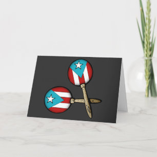 Feliz Naviadad Puerto Rican Flag Maracas Boricuas Thank You Card