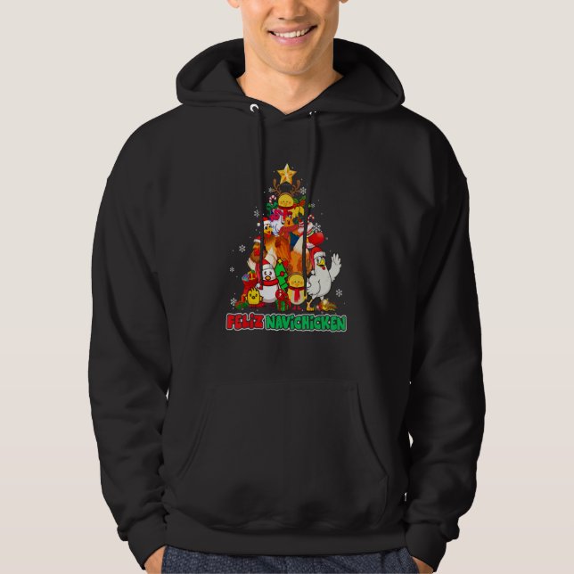 Feliz Navichicken Feliz Navidad Christmas Chicken Hoodie (Front)