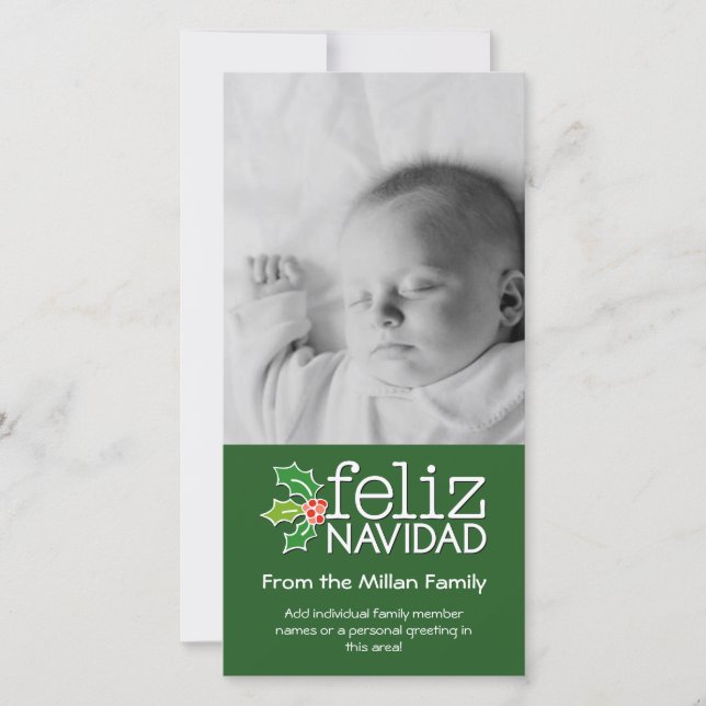 Feliz Navidad - 1 vertical photo Holiday Card (Front)