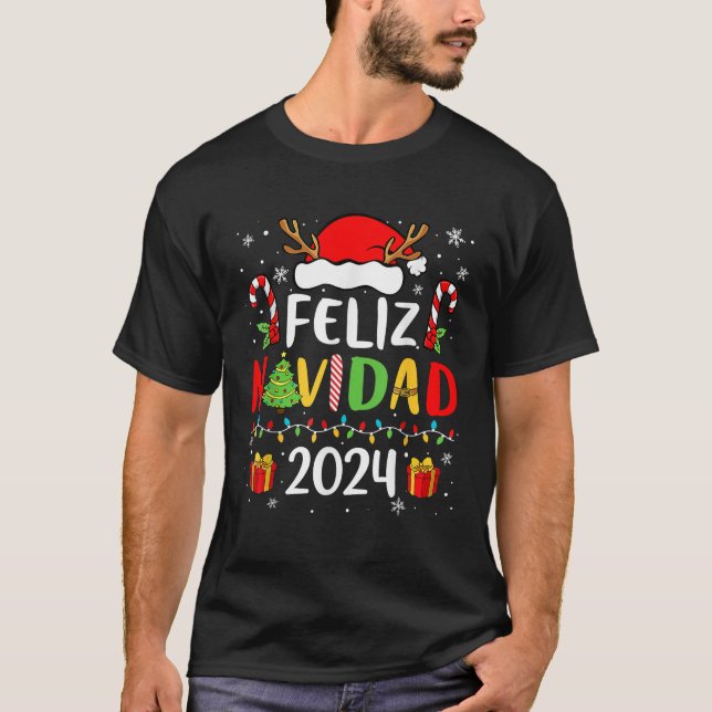 Feliz Navidad 2024 Matching Family Spanish Christm T-Shirt (Front)
