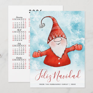 Feliz Navidad 2025 Calendar Nordic Gnome Christmas Holiday Card