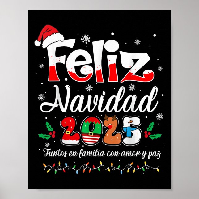 Feliz Navidad 2025 Matching Family Spanish Christm Poster (Front)