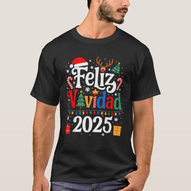 Feliz Navidad 2025 Matching Family Spanish Christm T-Shirt (Front)