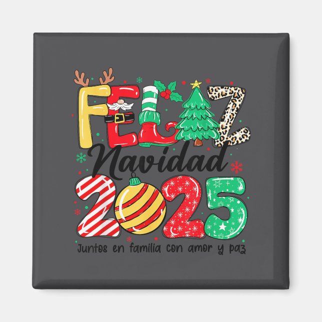 Feliz Navidad 2025 Spanish Christmas Mexican Famil Magnet (Front)