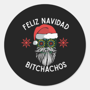 Feliz Navidad Achos Funny Spanish Merry Christmas Classic Round Sticker