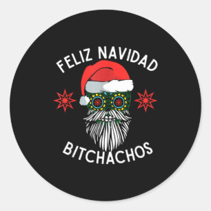 Feliz Navidad Achos Funny Spanish Merry Christmas Classic Round Sticker