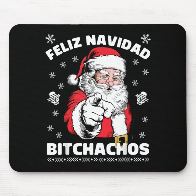 Feliz Navidad Achos Shirt Merry Xmas Funny Santa  Mouse Mat (Front)
