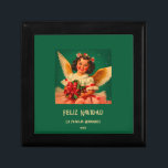 "Feliz Navidad" Angel Christmas Gift Box<br><div class="desc">A beautiful little Latina angel wishes you "Feliz Navidad" on this Christmas gift box. With her cheerful smile, she reflects her Mexican heritage and she is dressed in colours of her native country: green, white, and red. The creamy orange gold of her wings and her dress trim go together well...</div>