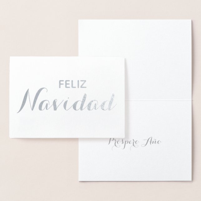Feliz Navidad Año Spanish Elegant Script Christmas Foil Card (Display)