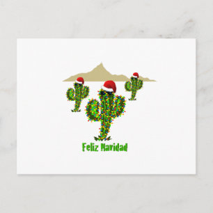 Feliz Navidad - Arizona Christmas Saguaro Lights Holiday Postcard
